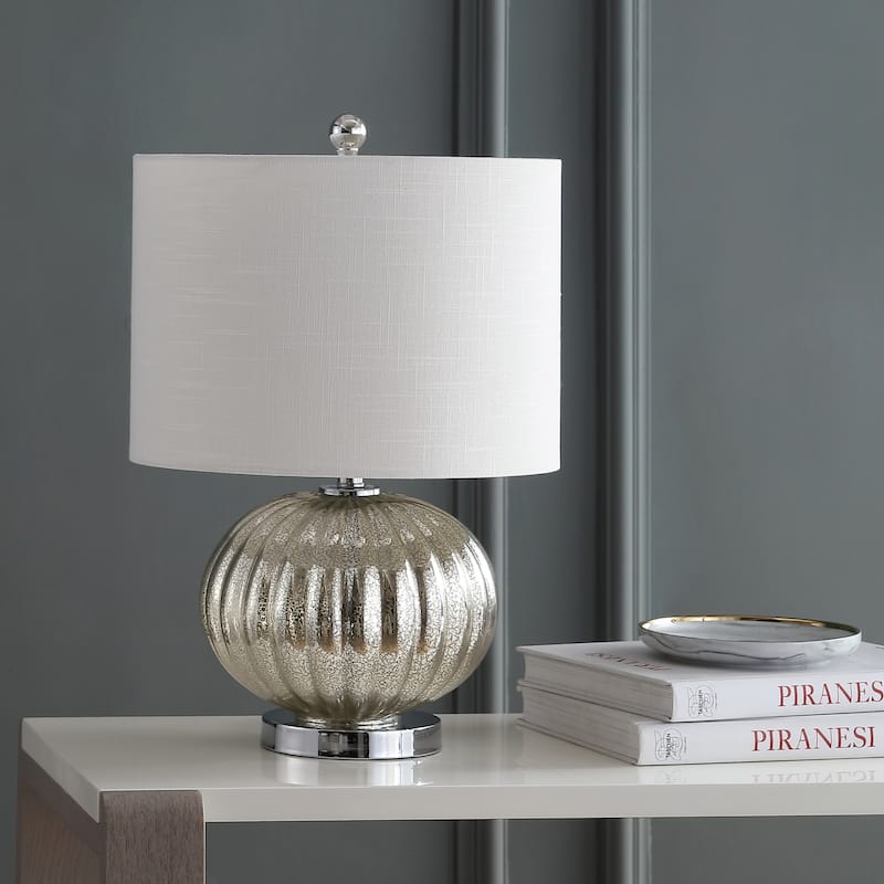 Judith 21" Mercury Glass LED Table Lamp, Silver/Ivory by JONATHAN Y