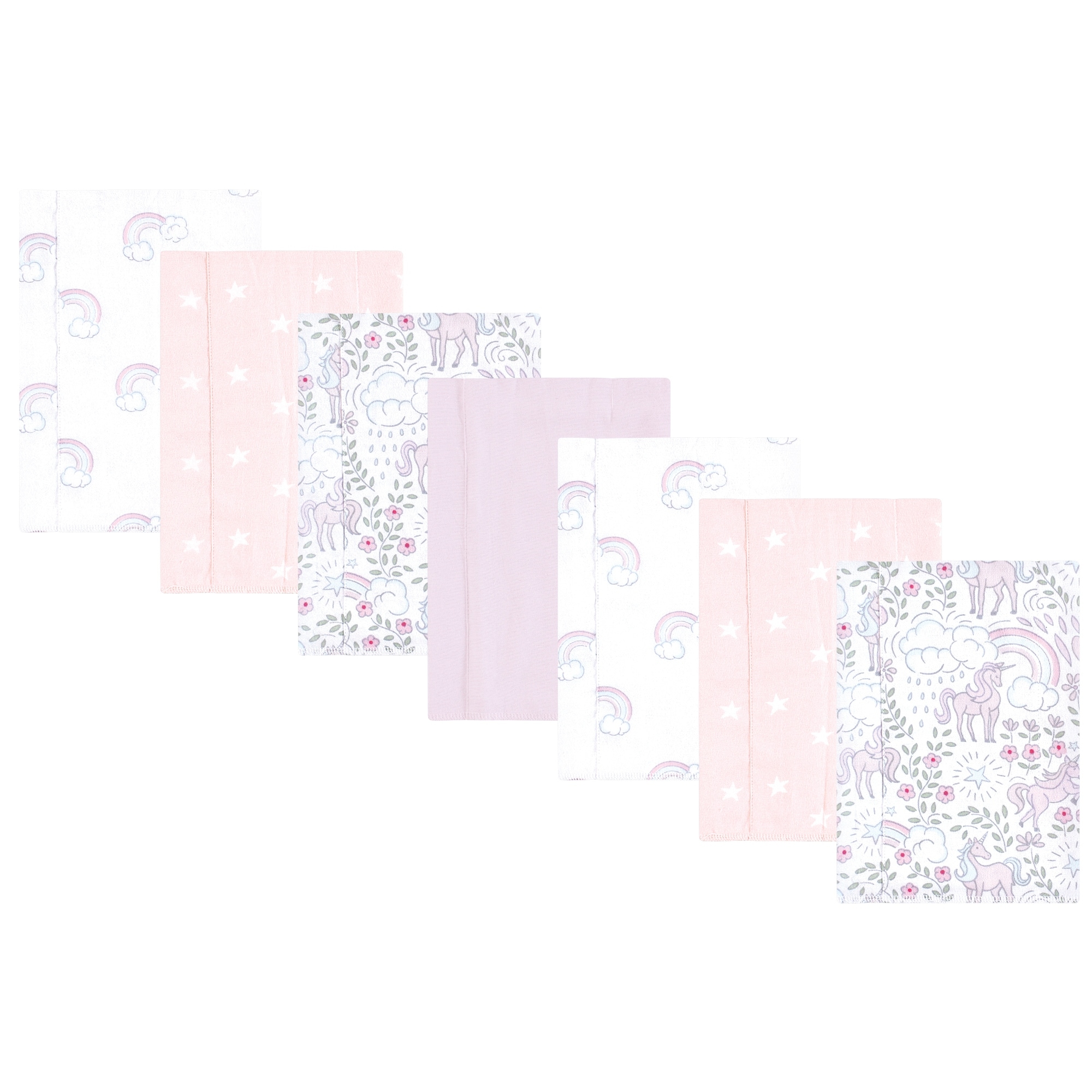 Hudson Baby Infant Girl Flannel Burp Cloth 7pk, Dreamy Unicorn, One Size - Dreamy Unicorn 7 Pack - One Size
