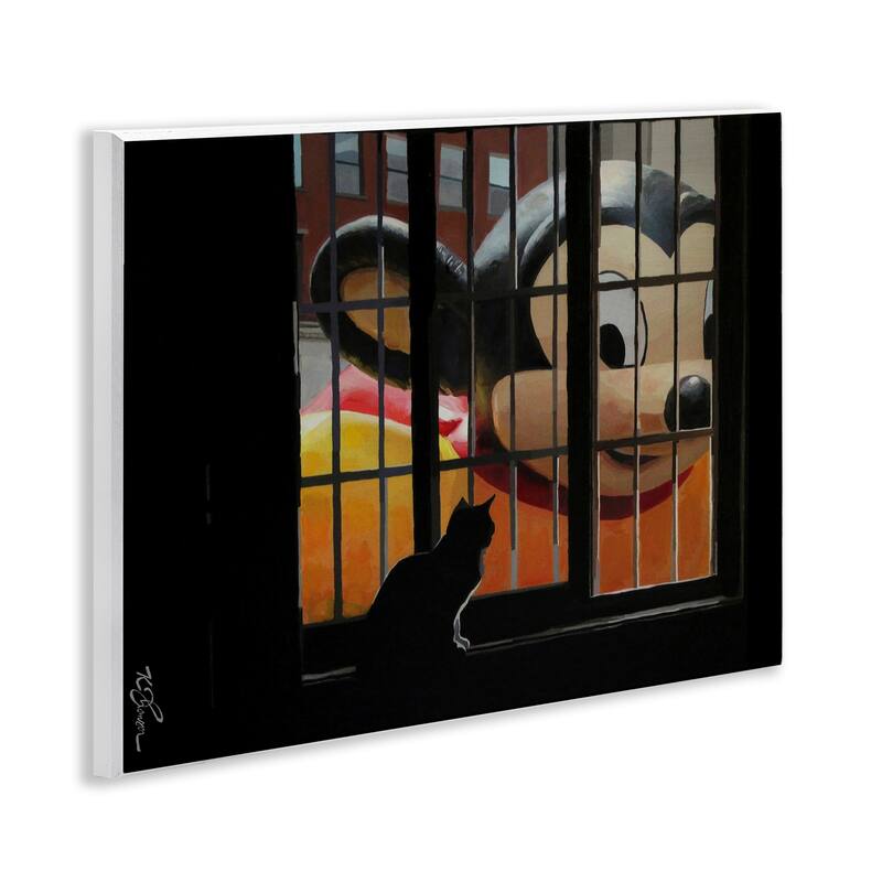 Stupell Mouse Character Peering at Cat Wall Plaque Art Design By Keith Thomson