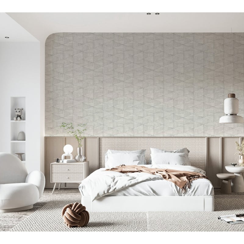 Galerie Wallcoverings Woods and Wicker Collection Triangular Wood Tile Matte Finish Vinyl on Non-woven Wallpaper Roll