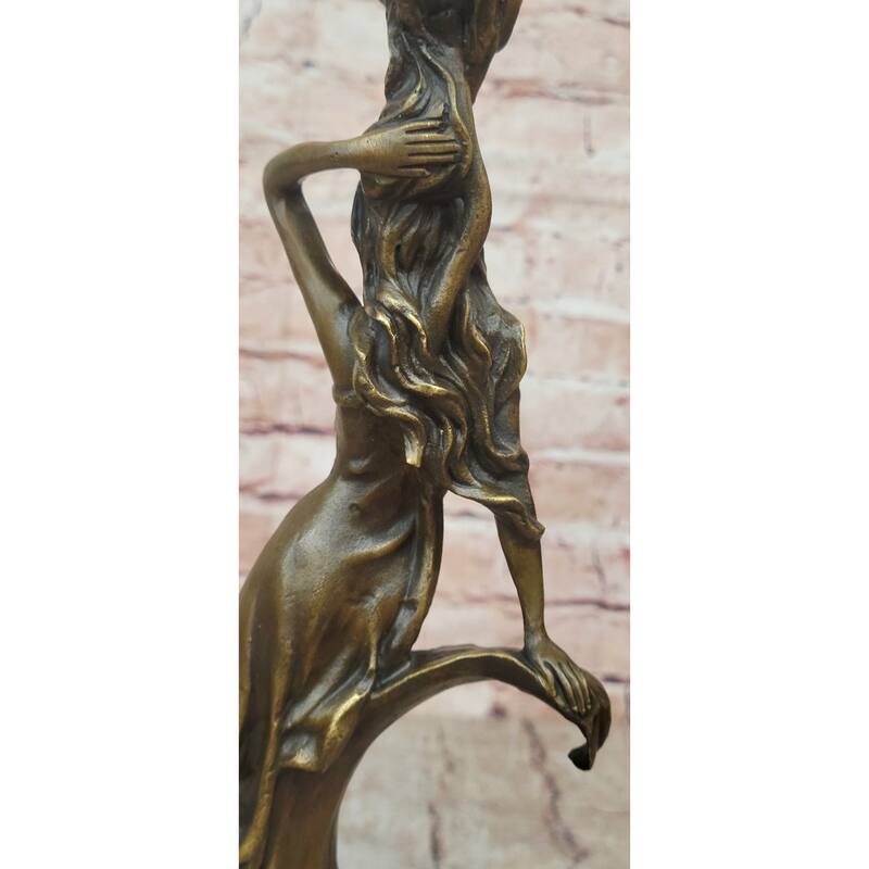 Figural Bronze Candlestick Water Nymph Candle Holder Sculpture By Milo