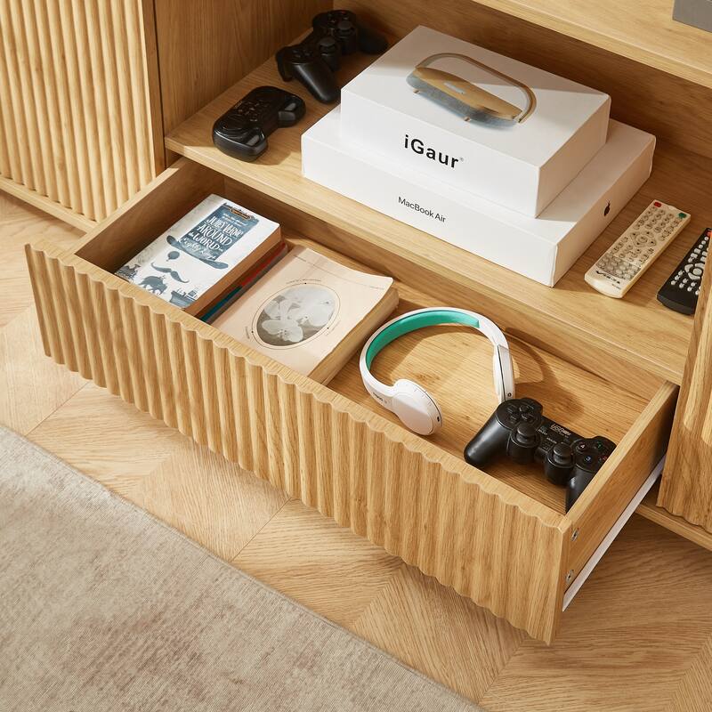 TV Stand Storage Cabinet Console Cabinet with Wave Pattern, Hallway Cabinet Floor Cabinet Base Cabinet