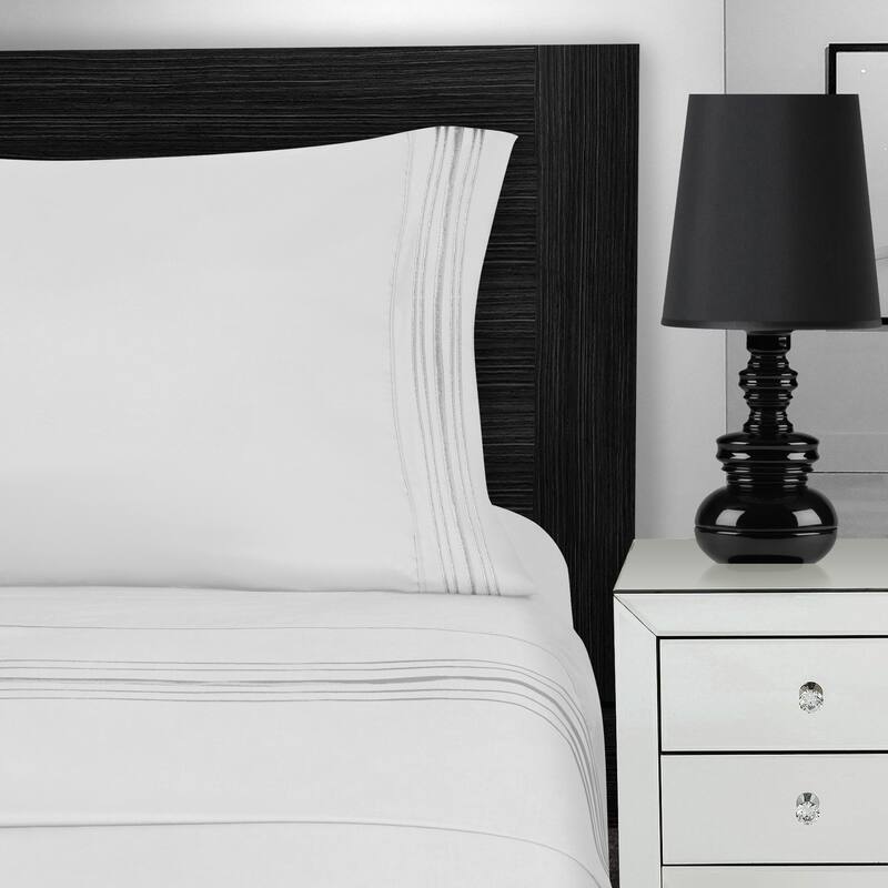 Superior Embroidered Microfiber Deep Pocket Bed Sheet Set