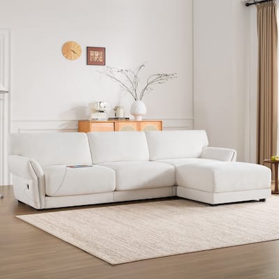 110" Modular L-Sectional - Extra-Wide Seats with USB/Type-C Charging, Petal Armrests, Chenille Fabric