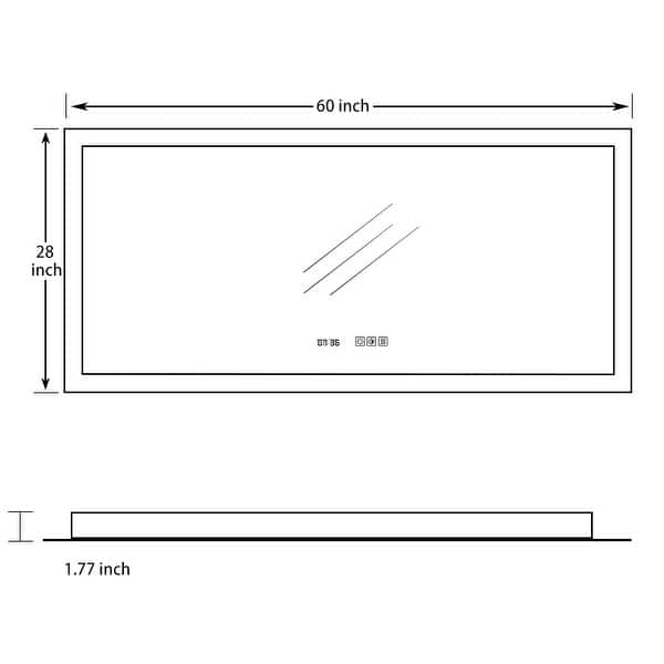 ExBrite Third Generation 28 x 36 Frameless LED Super Slim Bathroom Vanity Mirror with Clock, Night Light, Anti Fog, Dimmer, Touch Button and