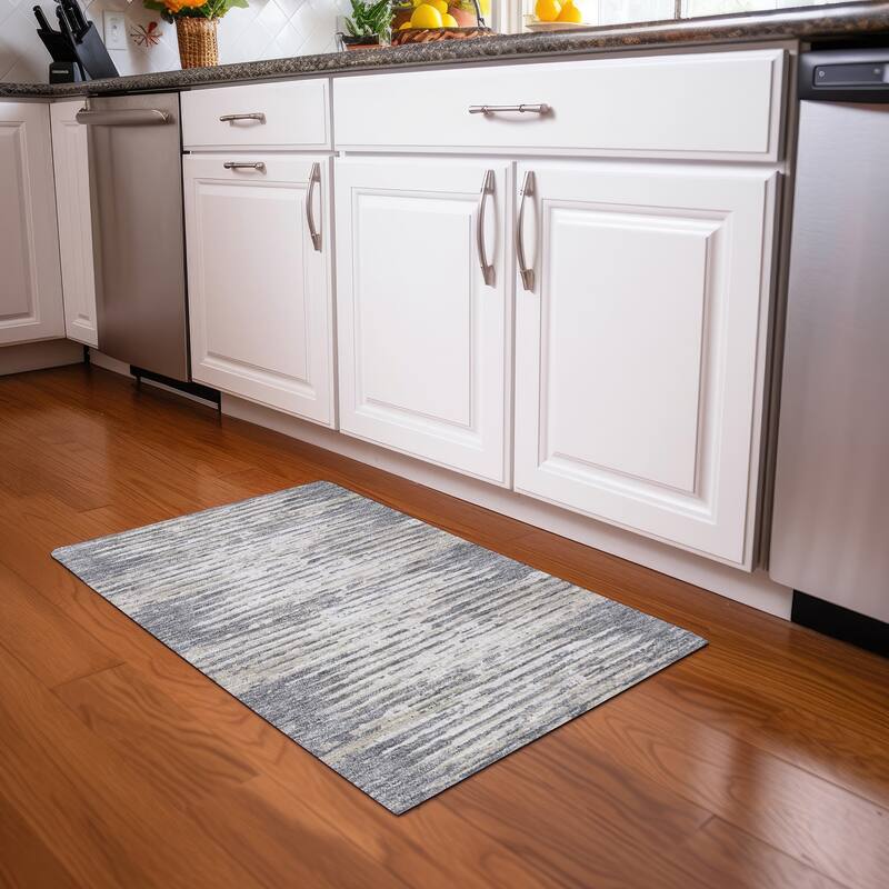 Premium Washable Super Soft Modern Scratches Mayfield Rug - Gray - 1'8" x 2'6"