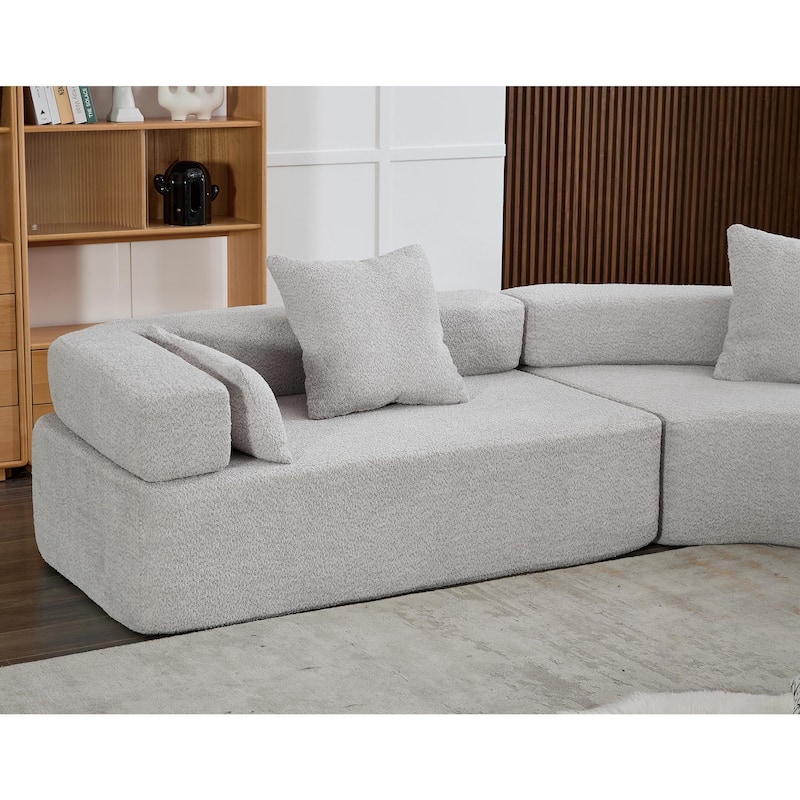 111" Oversized Boucle Upholstered L-Shaped Corner Modular Sectional Sofa, 3-piece Free Combination, No Assembly Required