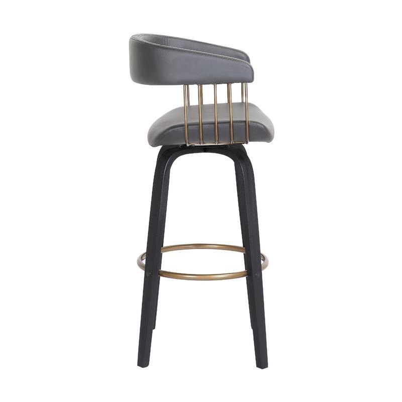 Modern Faux Leather Swivel Bar Stool with Full Back and Bucket Seat