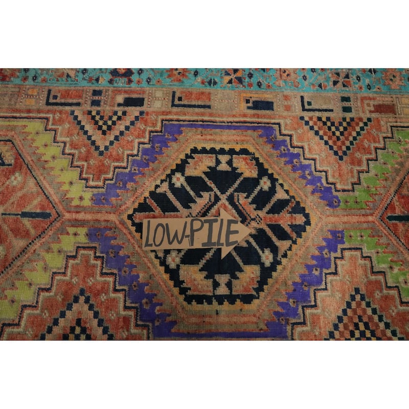 Hand Knotted Oriental 100% Wool Carpet Traditional Tribal Oranges & Rust Ardebil Runner Rug - 7' 2'' X 3' 3''