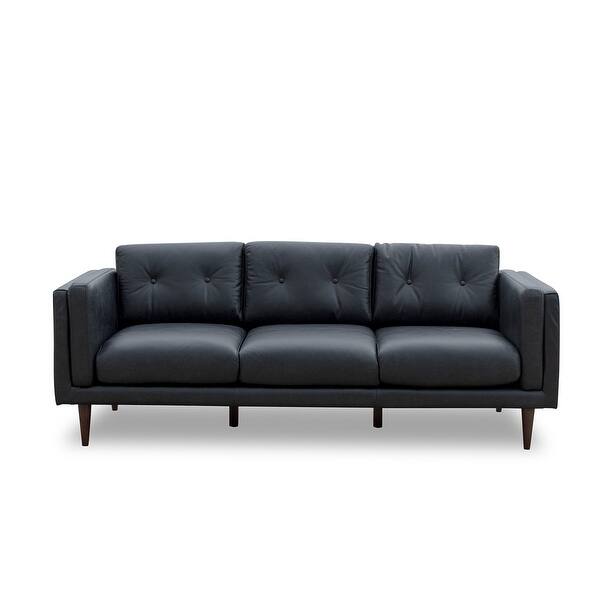 Shop Mid Century Modern Talon Black Genuine Leather Sofa 31 X 81 X 36 Overstock 31868234