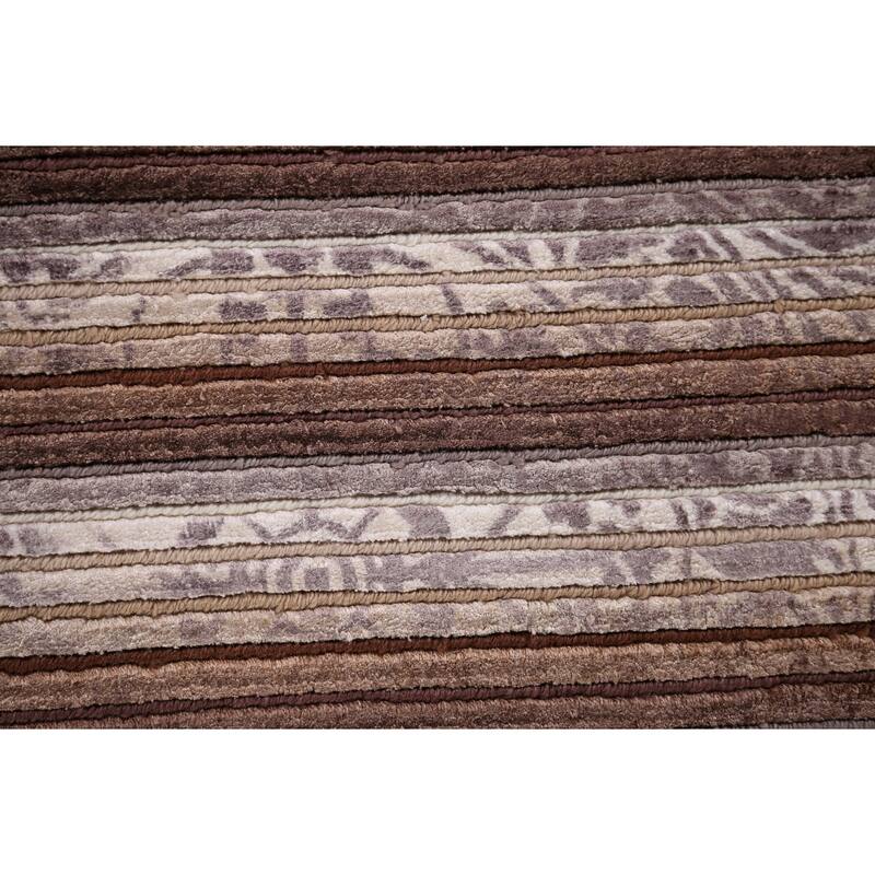 Striped / Abstract Oriental Accent Rug Handmade Wool Carpet - 2'8" x 5'0"