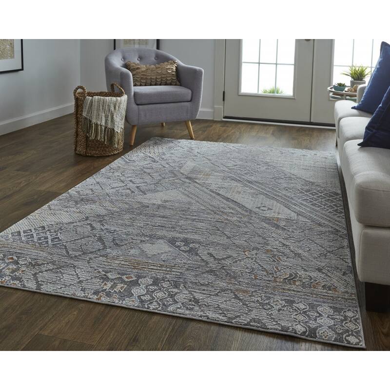 Xofaq Power Loomed Distressed Geometric Modern Stain Resistant Area Rug By HomeRoots