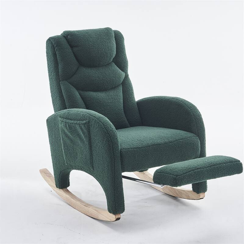 Ergonomic Fabric Nursery Rocking Chair With Adjustable Footrest