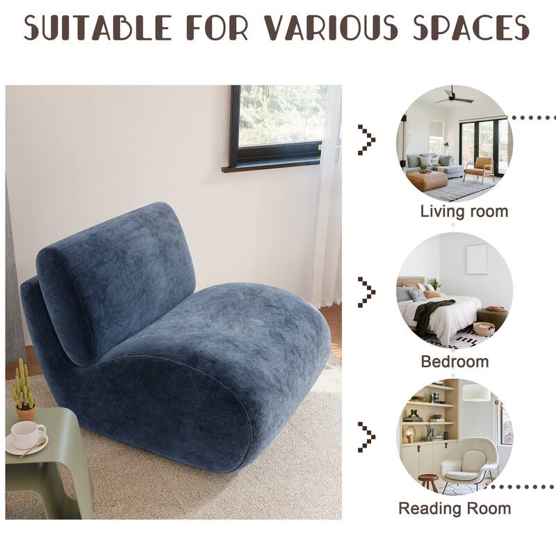 33'' W Swivel Armless Sponge Filling Bean Bag Accent Chair Lounger