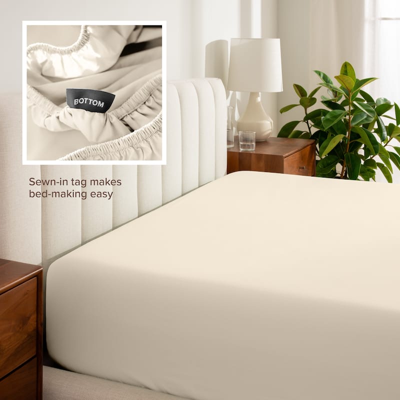 Bare Home Organic Cotton Percale Fitted Bottom Sheet
