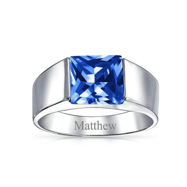 Shop 3ct Princess Cut Imitation Blue Sapphire Aaa Cz Engagement Mens Ring Overstock 17989049
