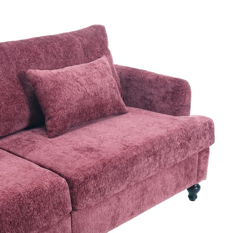 Chenille Fabric Loveseat Sofa, 2-Seater Sofa Couch with Extra Deep Seats, Upholstered Lounge Sofa with Wood Legs