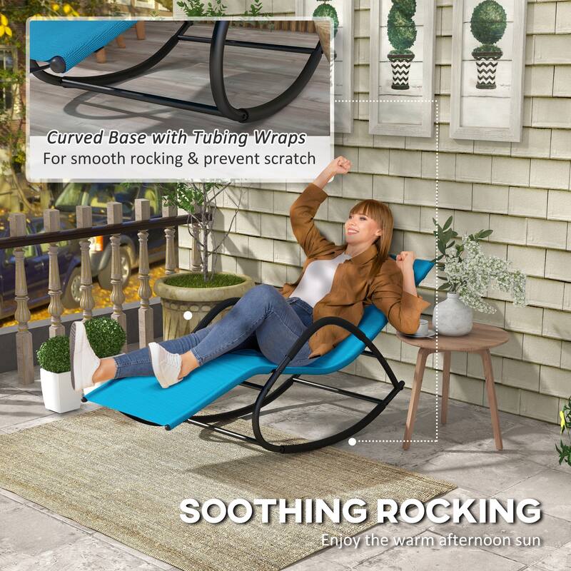 Zero Gravity Patio Chaise Sun Lounger, Outdoor Rocker, UV Water Resistant, Pillow for Sunbathing, Lawn, Garden or Pool