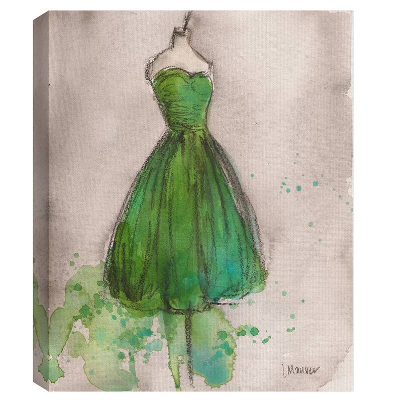 Aqua Dream, Little Blue Dress, Emerald Green, White Dress by Lauren Maurer Canvas Art Prints