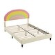 preview thumbnail 8 of 15, Full Size Mattress Foundation Rainbow Bed Wood Slat Support Kids Platform Bed Frame with Adjustable Headboard - Beige