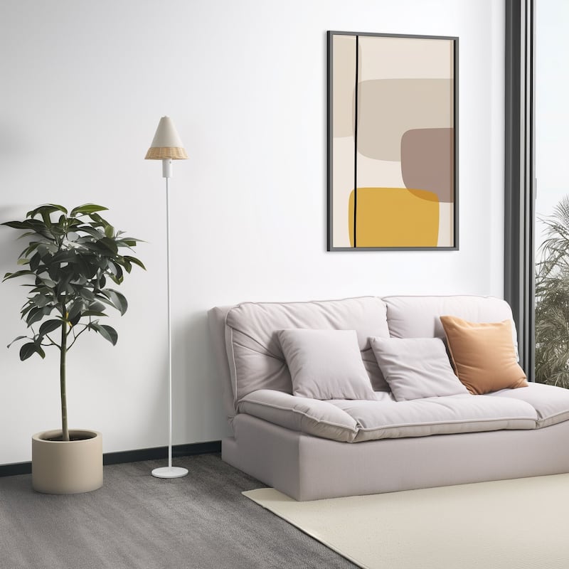 Rechargeable Linen and Rattan Floor Lamp