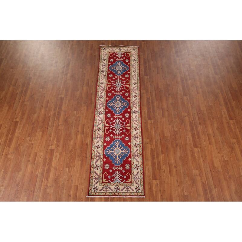 Kazak Oriental Runner Rug Handmade Wool Carpet - 2'8" x 10'0"