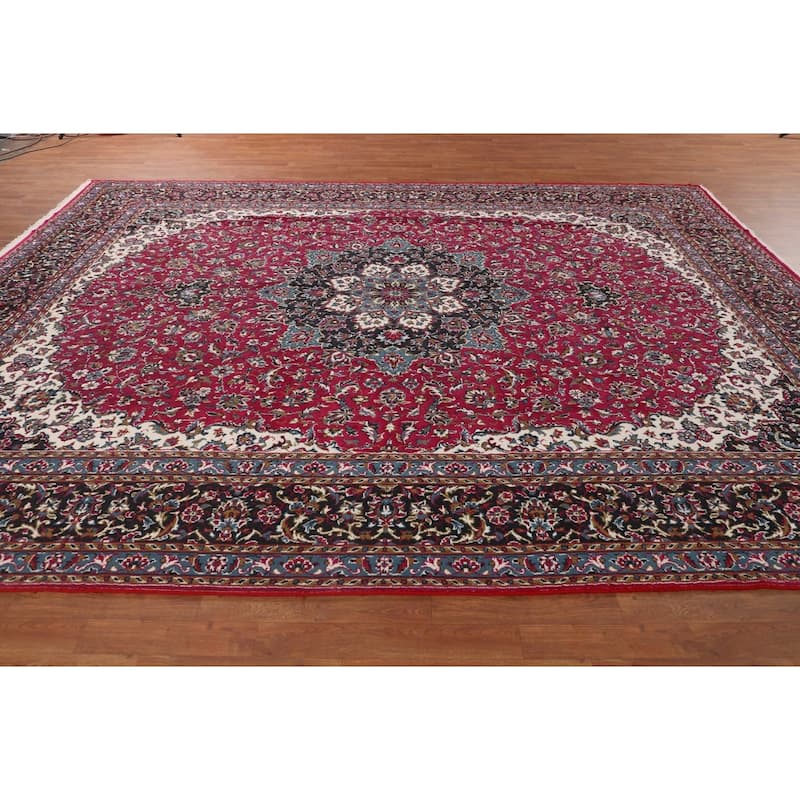 Floral Rose Kashan Turkish Area Rug Machine Made Carpet - 9'8" x 12'10"