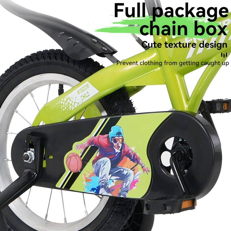 18 Inch Kids Bike with Adjustable Saddle, Dual Brakes and Training Wheels Steel Frame Bicycle for Ages 5-10