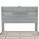 preview thumbnail 6 of 7, Light Gray Kids Queen Size Bed, Wooden Platform Storage Bed with Bookcase Headboard, USB Charging Ports, No Box Spring Needed