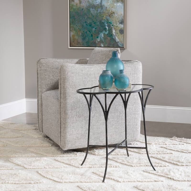 Uttermost Adhira 16" Wide Glass Top Iron Side Table