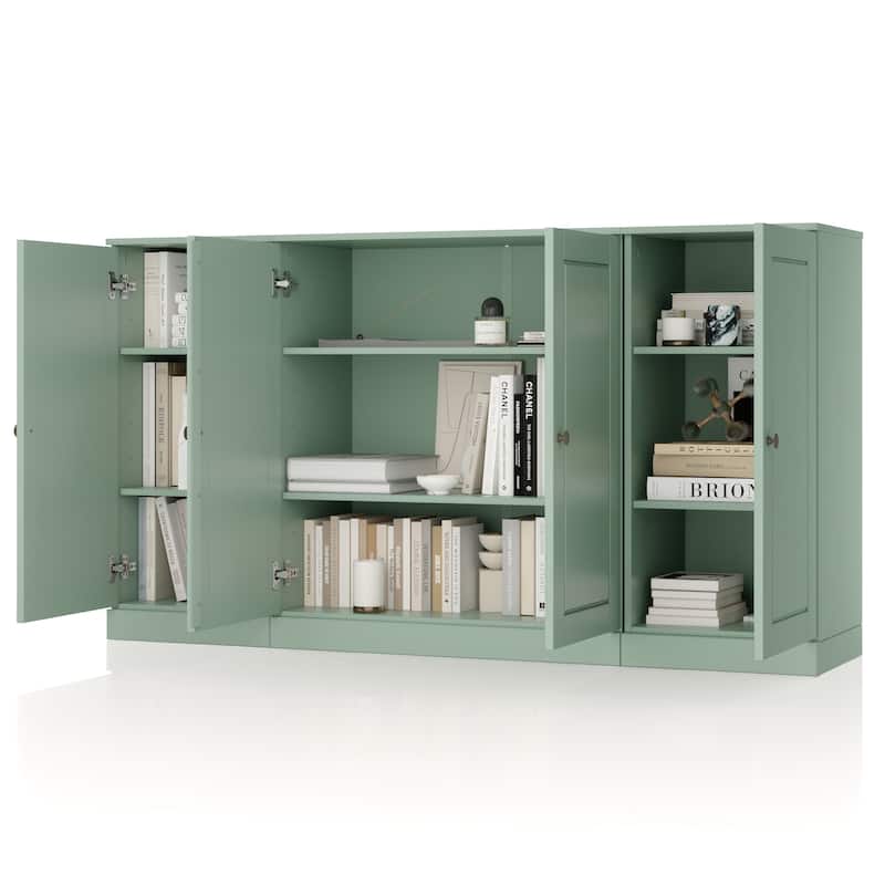 100% Solid Wood 65" Sideboard with Clear, Frosted Glass or Solid Wood Doors by Palace Imports