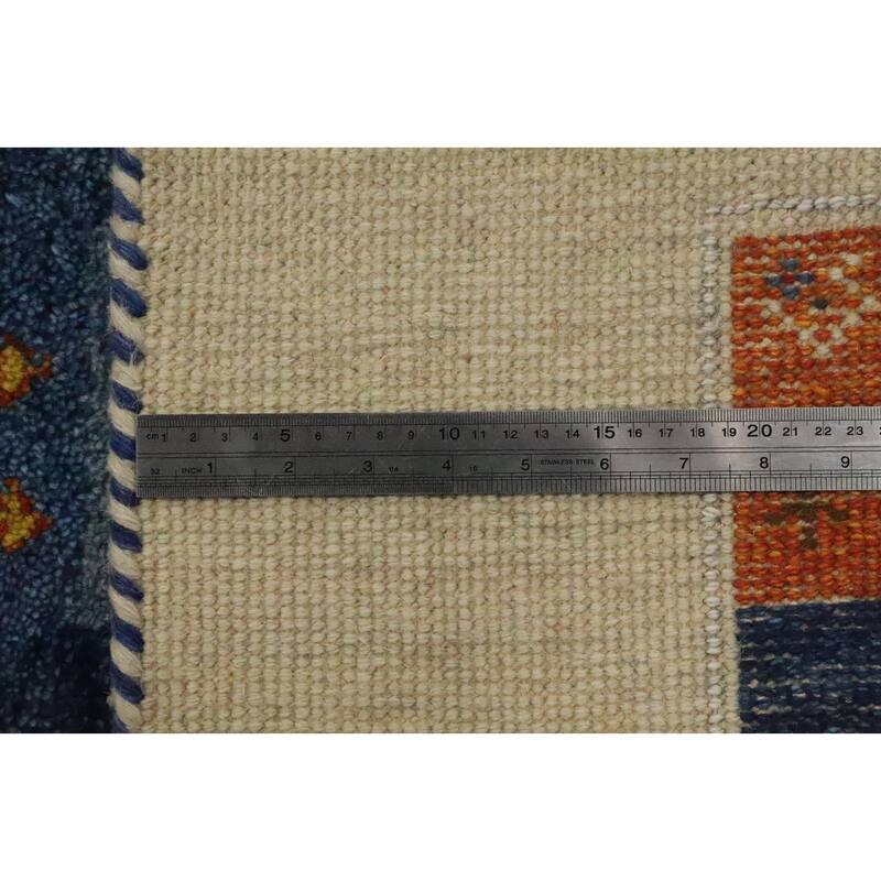 Hand Knotted Oriental 100% Wool Carpet Tribal Modern Navy Blue & Blues Gabbeh Area Rug - 7' 7'' X 5' 3''