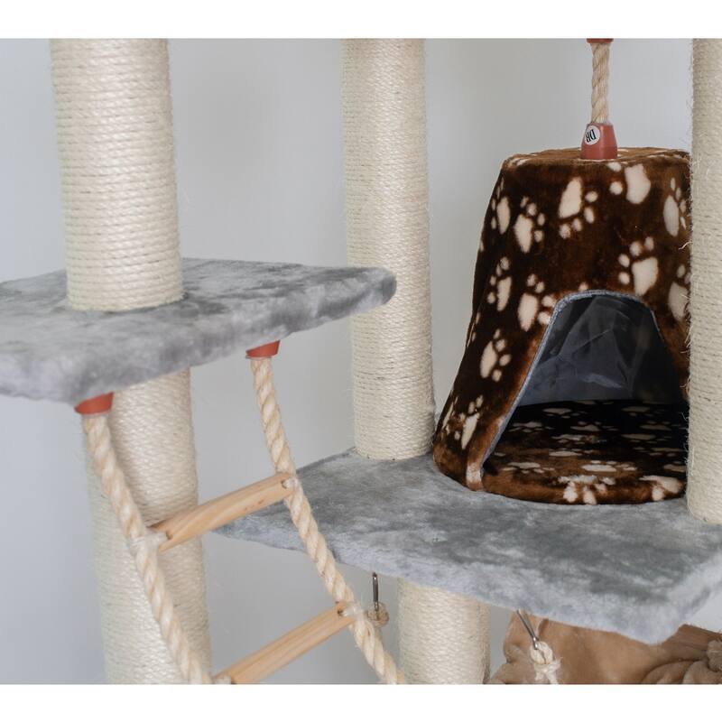 Wood Climber Play House, Cat furniture With Playhouse, Lounge Basket