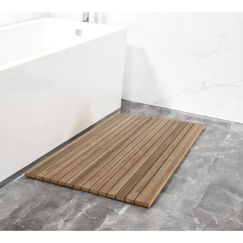 HomeRoots Natural Teak 20" Square Shower Mat - 20' X '20' X '1