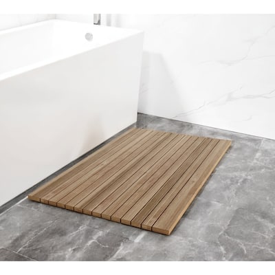 HomeRoots Natural Teak 20" Square Shower Mat