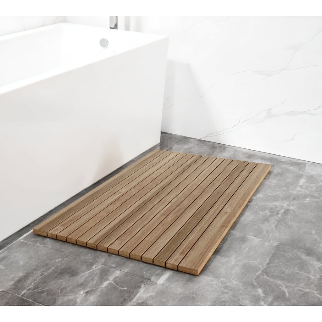 HomeRoots Natural Teak 20" Square Shower Mat