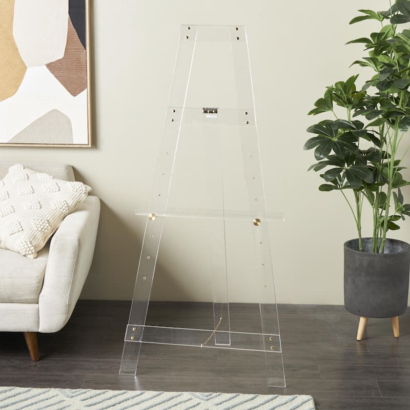 Clear Acrylic Plastic Adjustable 7 Tier Display Easel with Silver or Gold Accents and Chain Support