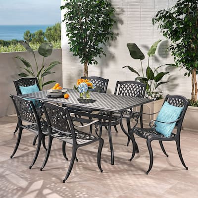 Cayman 7-piece Aluminum Outdoor Dining Set by Christopher Knight Home