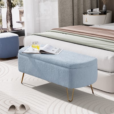 Ouyessir Modern Sherpa Storage Bench, Ottoman with Storage