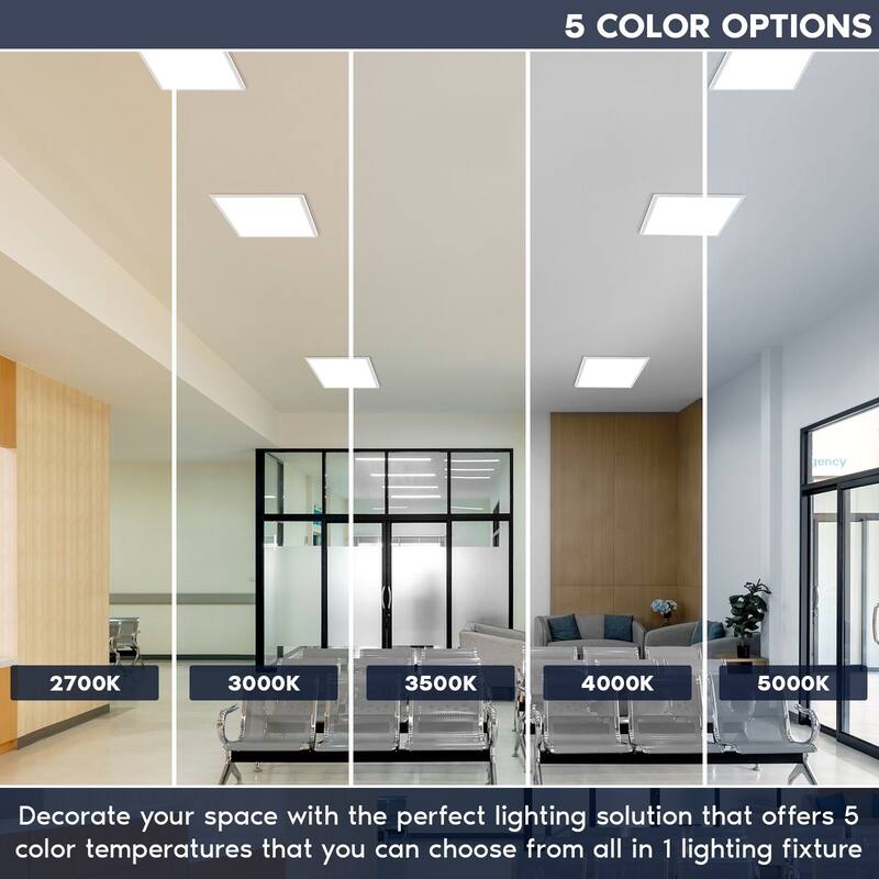 LUXRITE 1x1 FT. Slim Surface Mount Panel Light 5CCT Dimmable 1400/1800/2200 Lumens 12/16/20W Edge Lit 4 Pack