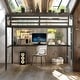 preview thumbnail 2 of 10, Space-Saving Metal Full Loft Bed with Desk,Power Outlet and LED Lighted