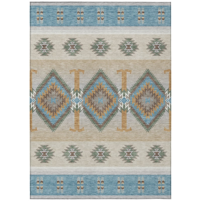 Machine Washable Indoor/ Outdoor Global Chennai Chantille Rug
