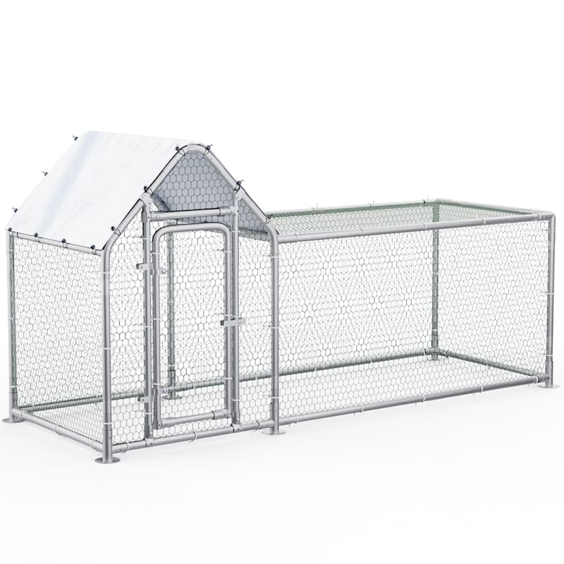 BOSSIN Bold Chicken Coop Run Large Metal Chicken Pen Outdoor,Poultry Cage Heavy Duty Walkin for Yard with Waterproof
