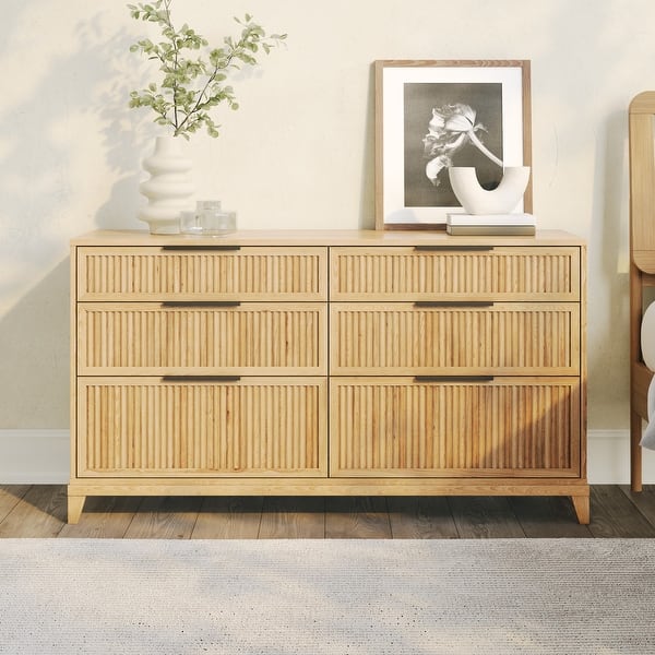 Middlebrook Designs Transitional Solid Wood 6-Drawer Dresser - Natural Pine - Bed Bath & Beyond