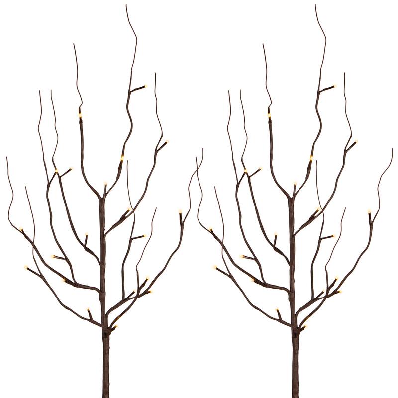 39 in Brown LED Branches with Timer Set of 2