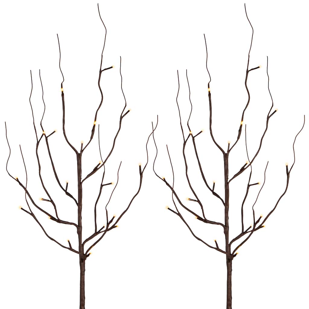 39 in Brown LED Branches with Timer Set of 2