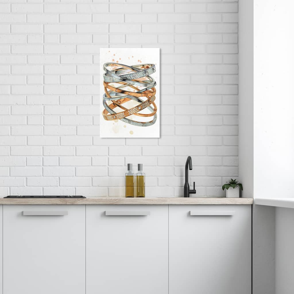 Wynwood Studio Fashion and Glam Doll Memories - Bling bling art Gray and Silver Glam Wall Art Canvas Print