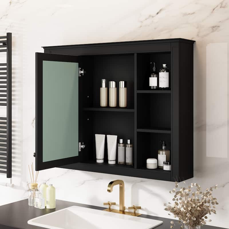 35" x 27.5" Modern Bathroom Medicine Cabinet, Wall Mounted Bathroom Storage Cabinet with Mirror & Shelves (Not Include Vanity )