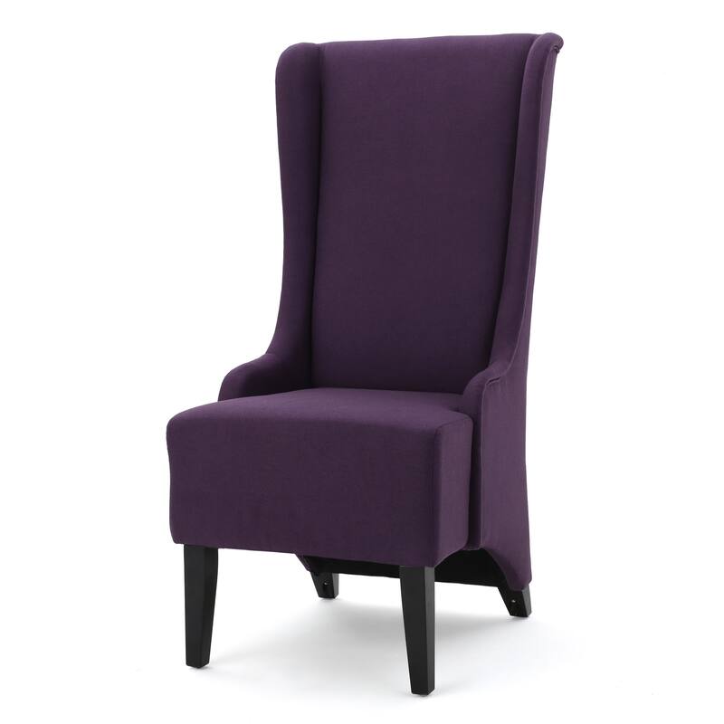 High Back Kitchen Side Chair, Winged Dining Chair with Tapered Birch Wood Legs, Glam Plum Dining Chair for Dining Room Kitchen