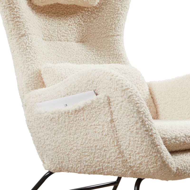 Rocking Chair Nursery, Modern Rocking Chair with High Backrest - Beige